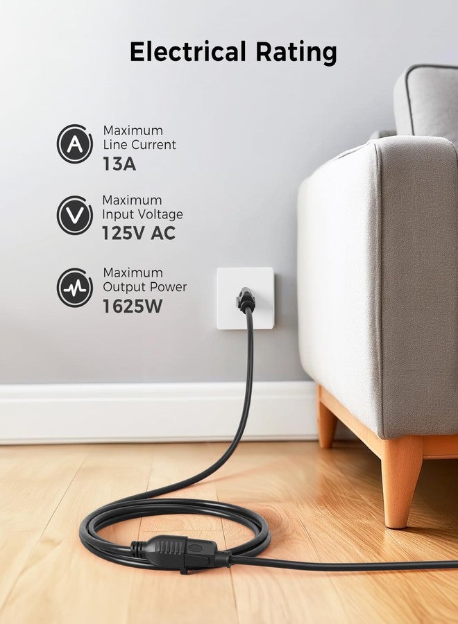 Cable Matters [ETL Listed] Cable Matters 2-Pack 16 AWG Heavy Duty 13A Power Extension Cord - 3ft, 3 Prong Power Cord Extension, NEMA 5-15P to NEMA 5-15R, Black - Image 2