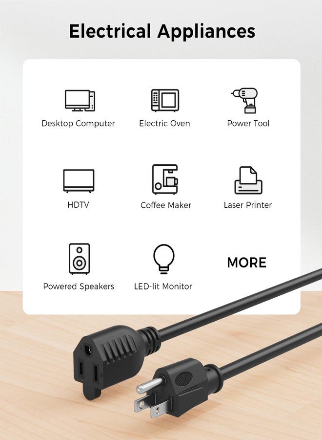 Cable Matters [ETL Listed] Cable Matters 2-Pack 16 AWG Heavy Duty 13A Power Extension Cord - 3ft, 3 Prong Power Cord Extension, NEMA 5-15P to NEMA 5-15R, Black - Image 4