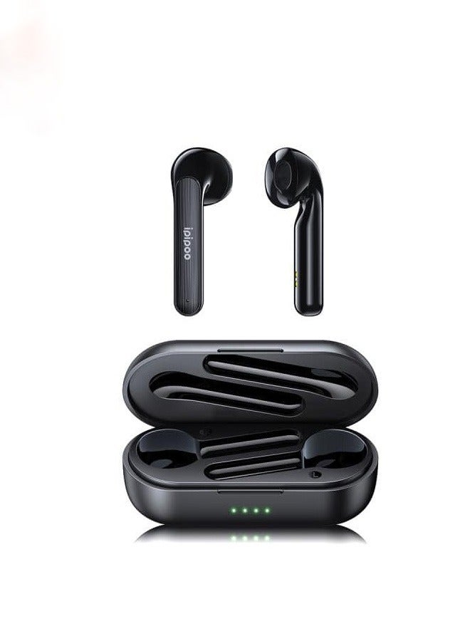 ipipoo Wireless Bluetooth sports earphones with high quality charging case black - Image 1