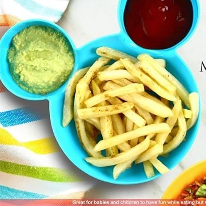 Cyrox Unbreakable Plastic Mickey Minnie Shaped Food Serving Divided Plates with 2 Forks and 2 Spoons for Kids (1Set) - Image 4