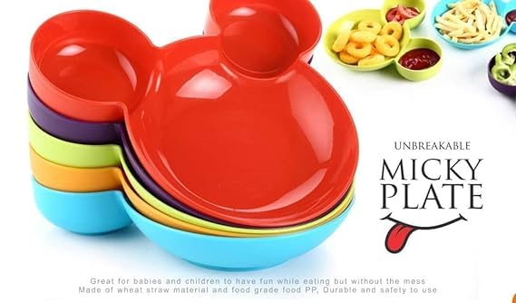 Cyrox Unbreakable Plastic Mickey Minnie Shaped Food Serving Divided Plates with 2 Forks and 2 Spoons for Kids (1Set) - Image 5