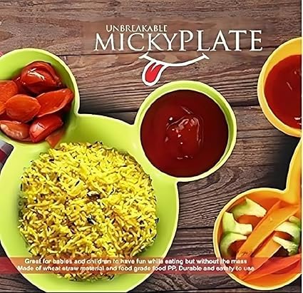 Cyrox Unbreakable Plastic Mickey Minnie Shaped Food Serving Divided Plates with 2 Forks and 2 Spoons for Kids (1Set) - Image 3