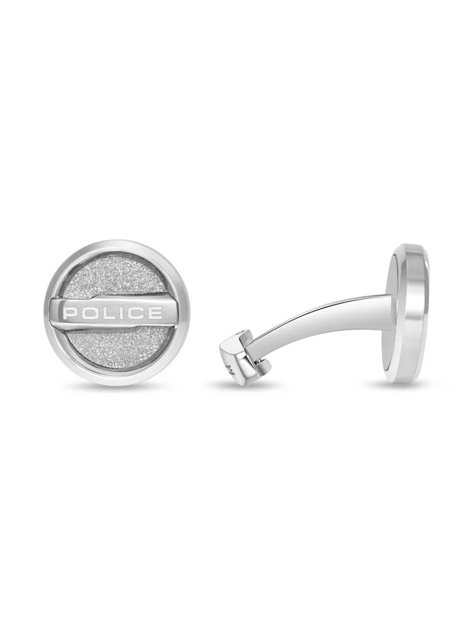 POLICE Orbium Round Stainless Steel Cufflinks for Men