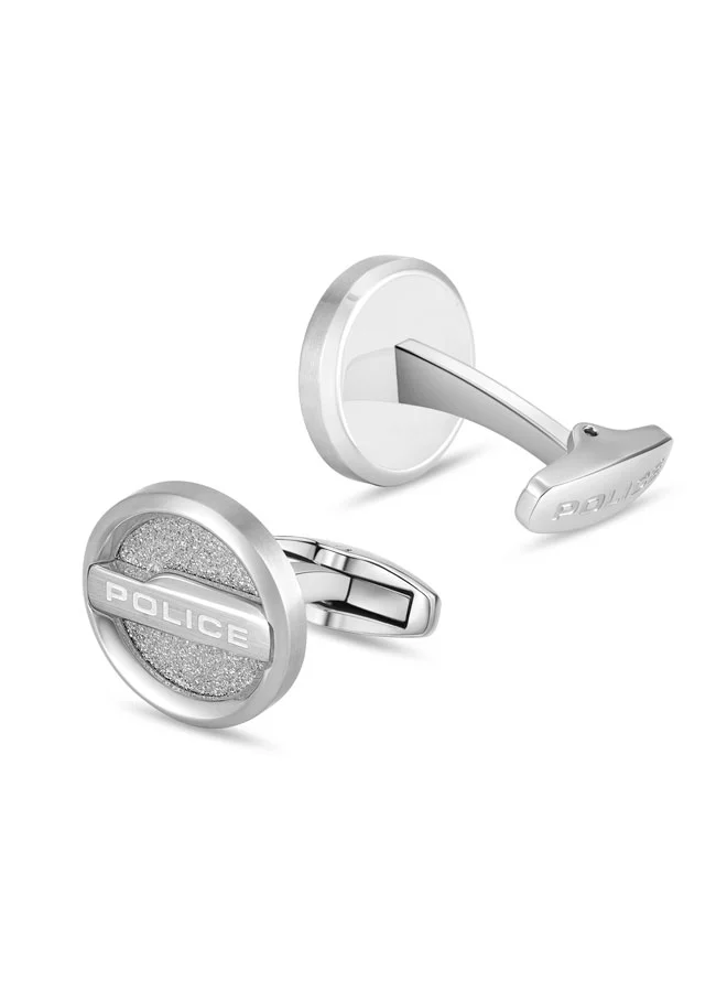 Police Silver Orbium Round Stainless Steel Cufflinks for Men for Men | Best Price UAE