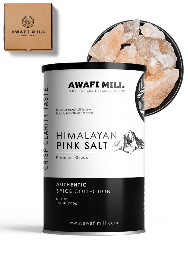 أباميك ملح هملايا الوردي من أوّافي – قطع معدنية كاملة (سِنْدها ناماك) | صخور ملح طبيعية ونقية لإعادة تعبئة المطاحن، والمخللات، والمحلول الملحي، وكتل التتبيل – 500 غرام | 17.6 أونصة - Image 1