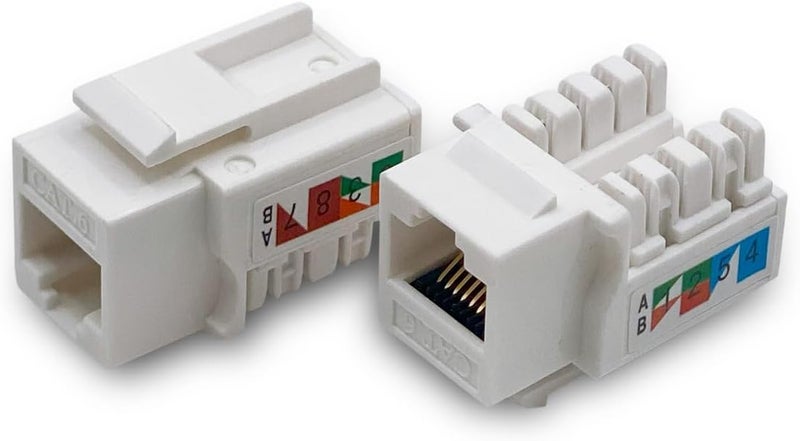 Verbex 50-Pack Cat6 Keystone Jack - Ethernet Wall Jack - Cat6 Network Coupler - Cat5/5e/6 Compatible - Image 2