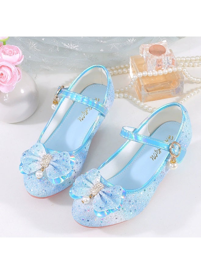 general Crystal Princess shoes, fashionable girl shoes, shiny girl formal shoes, little girl/grown-up Jada children's shoes, flower girl shoes for weddings, birthday parties and ball events, sequined closed-toe sandals, laced children's school shoes, low-heeled shoes - Image 1