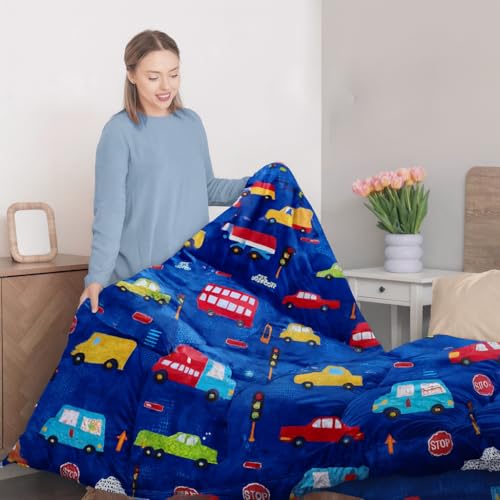 PRISCILLA 200 GSM 400 TC Kids Glace Cotton Reversible Cartoon Printed Double Bed King Size Comforter with Matching Bedsheet 90 * 100 with 2 Pillow Covers Set of 4 Pieces (Design 4) - Image 3