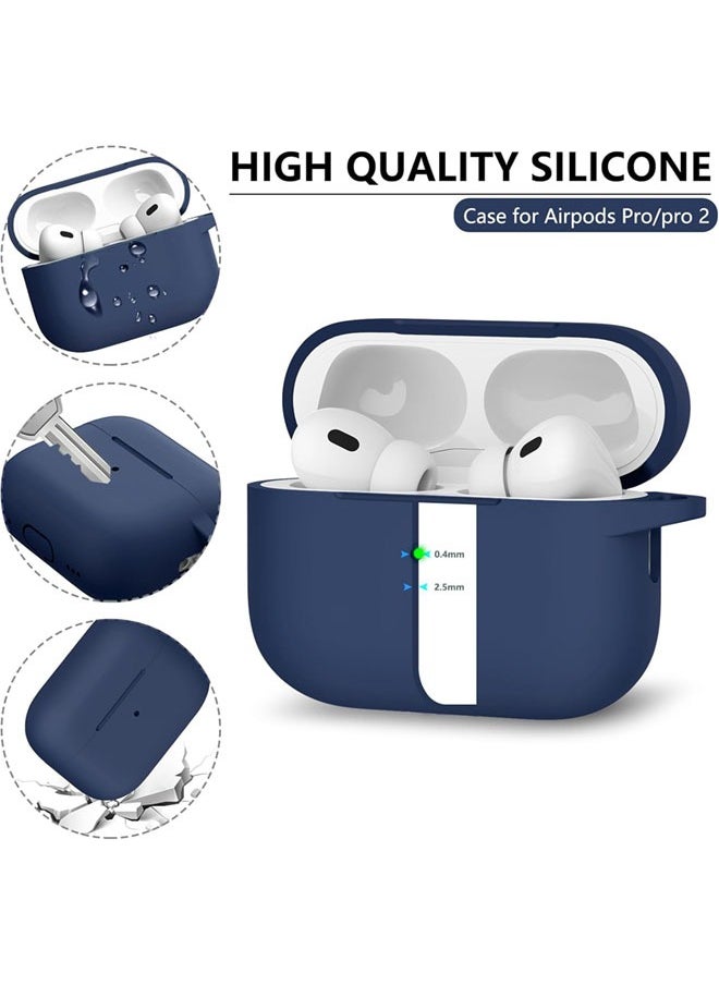 سجيت غطاء لحافظة AirPods Pro 2/Pro مع مجموعة تنظيف، غطاء سيليكون ناعم لحماية AirPods Pro 2/Pro مع سلسلة مفاتيح (أزرق)  - Image 4