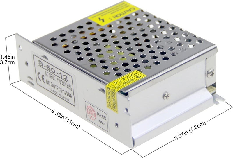 ALITOVE 12V 5A 60W Power Supply Adapter Universal Regulated Switching Transformer AC110V to DC 12V 5amp Converter LED Driver for LED Strip Light CCTV Camera Security System - Image 2