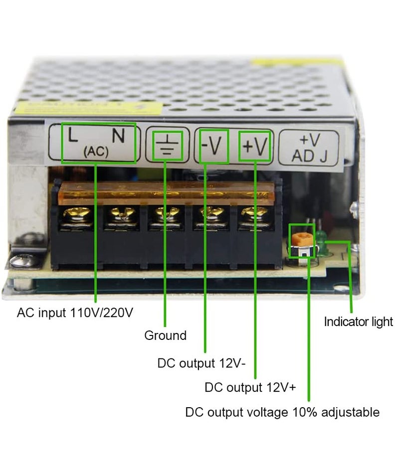 ALITOVE 12V 5A 60W Power Supply Adapter Universal Regulated Switching Transformer AC110V to DC 12V 5amp Converter LED Driver for LED Strip Light CCTV Camera Security System - Image 3