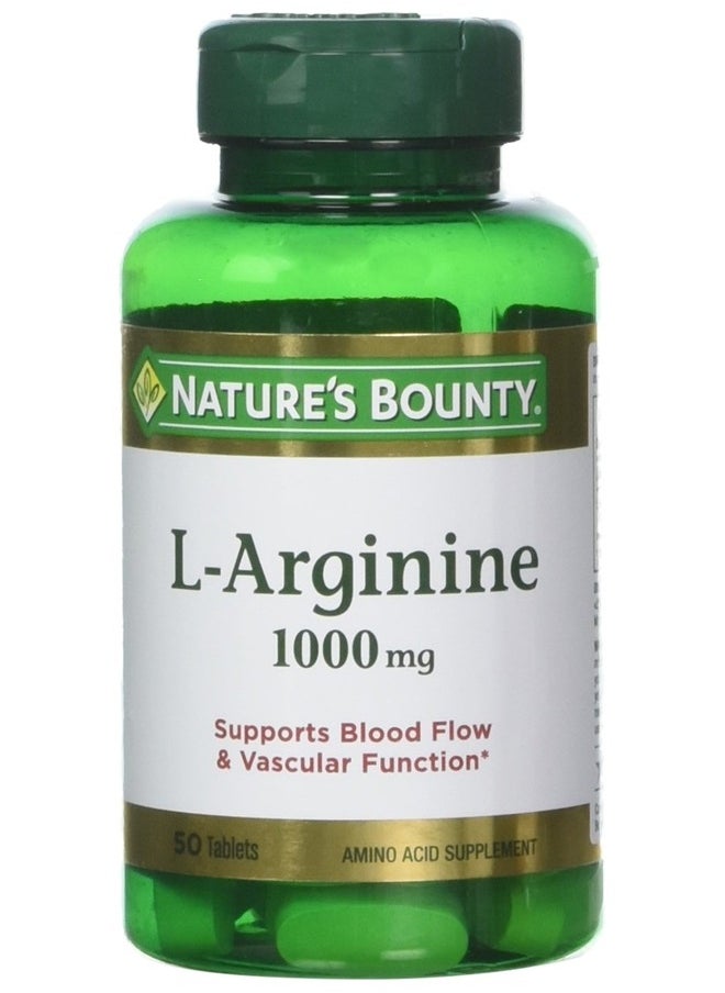 NATURE'S BOUNTY - L-Arginine 1000 mg, 50 Tablets (Pack of 3) - Image 1