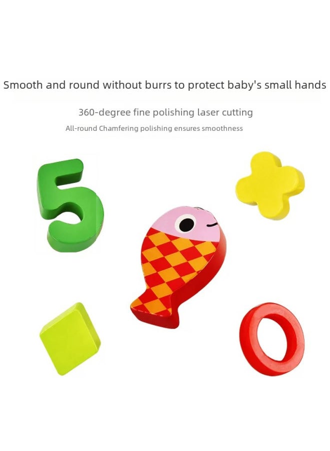 لوح لوغاريتمي لصيد الأسماك المغناطيسي، لعبة خشبية للأطفال، شكل رقمي مطابق لتعليم الرياضيات المعرفية، مساعدة في التعليم المبكر، لوح لوغاريتمي للصيد - اللون: لوح لوغاريتمي لصيد الأسماك خمسة في واحد (صندوق من جلد البقر) - Image 4