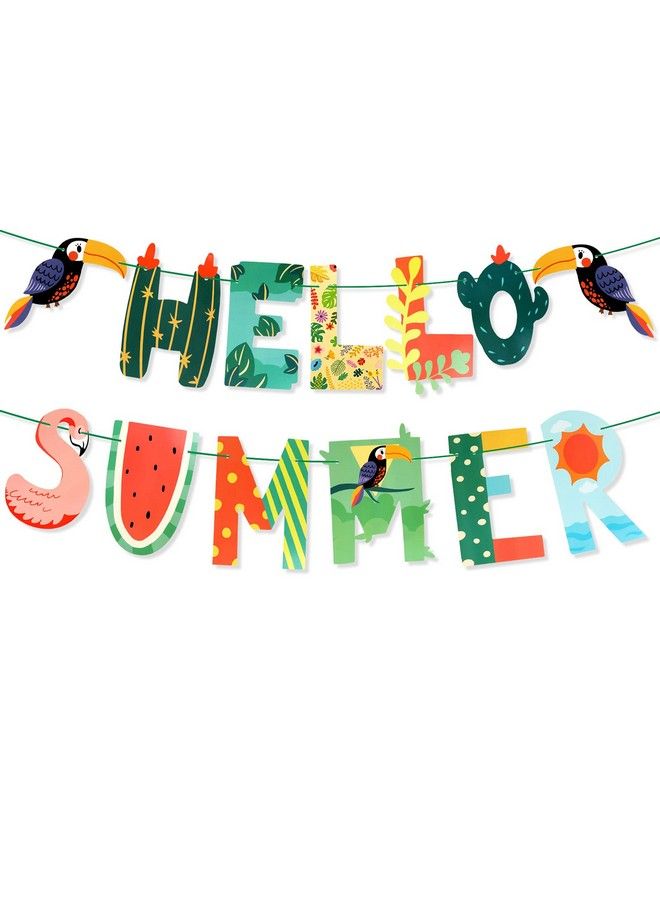 HOWAF Hello Summer Banner Tropical Flamingo Parrot Theme Summer Beach Pool Party Decorations Hello Summer Decorations For Home Office Hello Summer Birthday Party Decorations - Image 2
