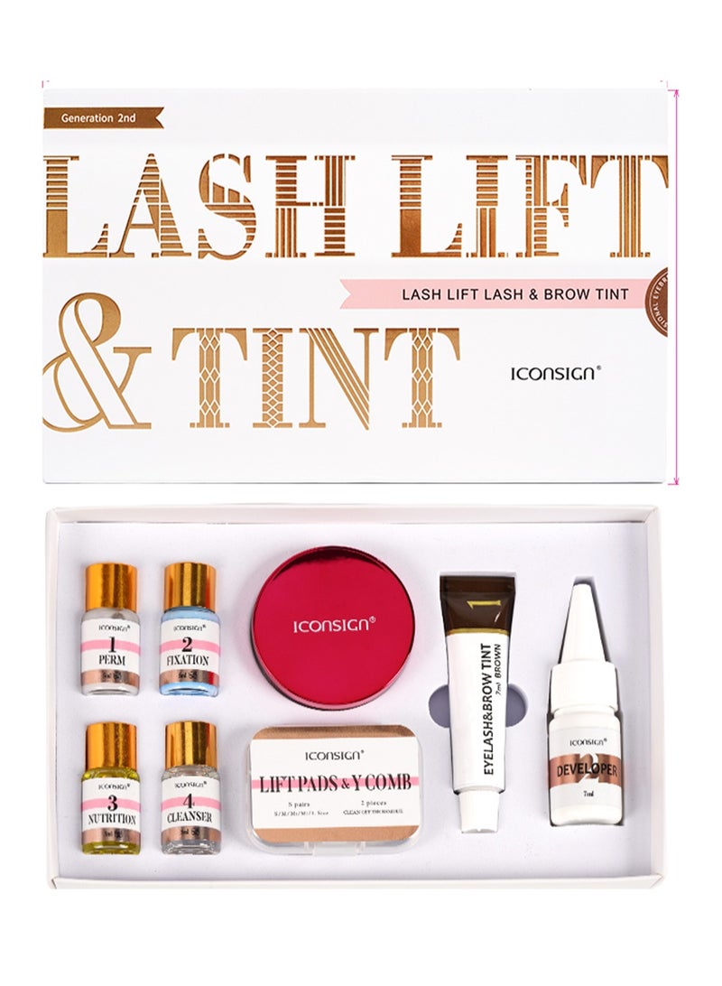 ICONSIGN 2nd Gen Lash & Brow Lift & Tint Kit – Professional Eyelash & Eyebrow Lamination with Balm Glue & 5ml Tint – Black, Brown, Coffee – Long-Lasting, Gentle Formula with tools - Image 1