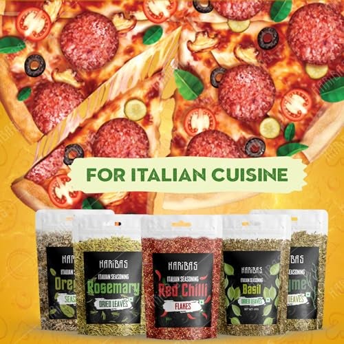 HARIBAS Seasonings Herbs & Spices Thyme, Basil, Chilli Flakes, Oregano & Rosemary 20gm Each | Mixed Herbs Seasonings - Image 3