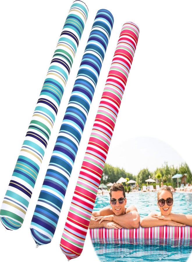 WinnerWhy 3 Pack Inflatable Swim Pool Noodle 54'' Large Swimming Pool Noodles for Floating, Fabric Covered Water Swim Float for Adults - Image 1