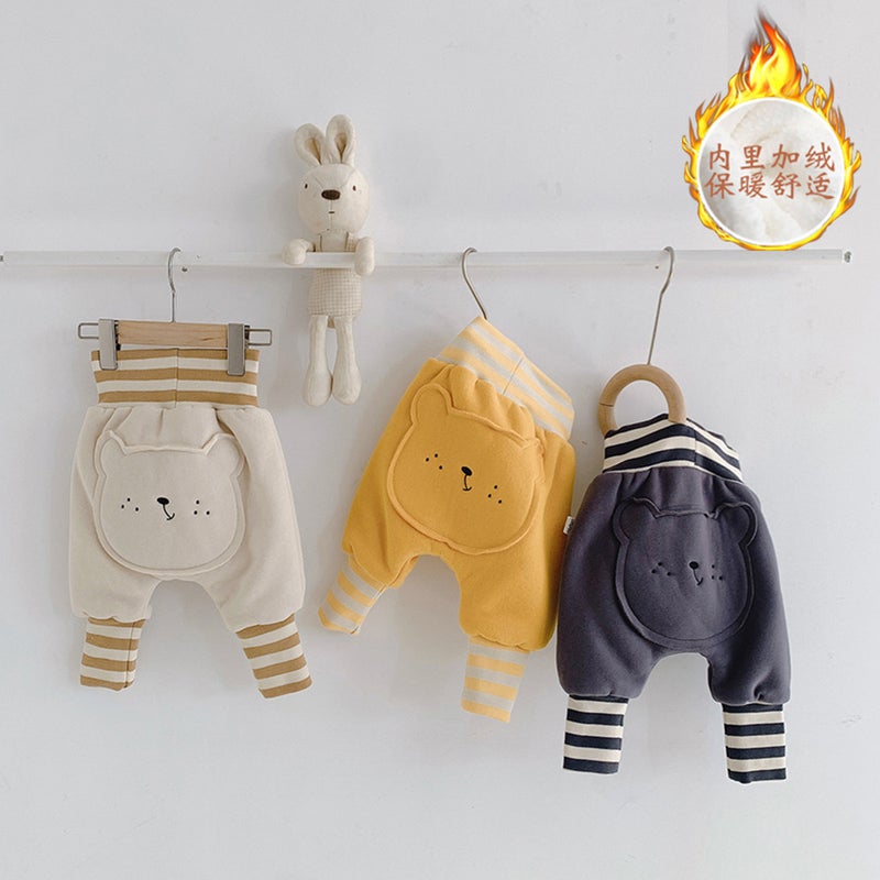 Baby's Pants with Velvet Thickened Autumn and Winter Cute Cartoon Large PP Pants Outer Wear Baby Warm High Waist Big Fat Pants - Image 2