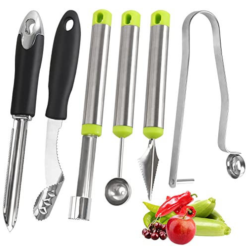 Openfly Vegetable Corer Tool, 6 Pcs Stainless Steel Fruit and Vegetable Corer Tools for Home Kitchen Cherry Pear Jujube Zucchini Chili - Image 1