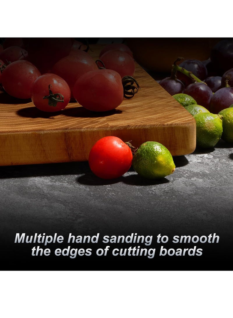 Uwals Teak Wood End Grain Cutting Boards for Kitchen, Large Wood Chopping Board with Hidden Handles, Wooden Charcuterie Board for Meat, Vegetables, Fruits, Bread, Cheese, 17x12" - Image 4