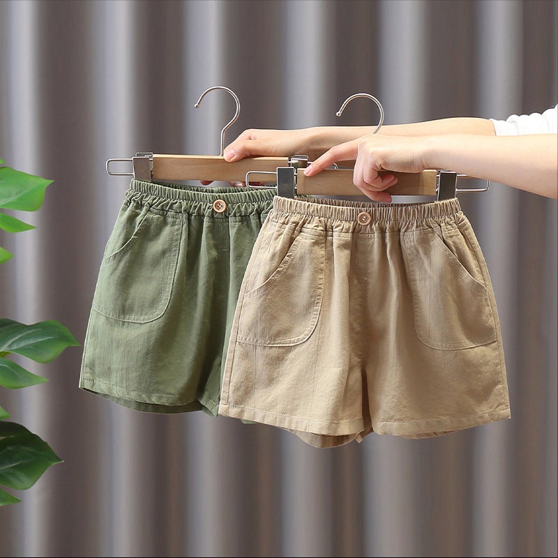 New Solid Color Cotton Shorts For Boys And Girls, Trendy Summer Wear, Casual Shorts For Small And Medium-Sized Children, Baby Summer Thin Pants - Image 1