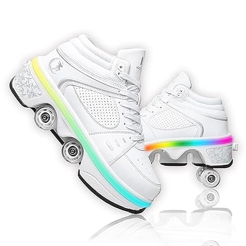 Deformation Roller Skates زلاجات دوارة للرجال والنساء، زلاجات دوارة للأطفال بتصميم قابل للتغيير مع 4 عجلات LED لامعة، 2 في 1 زلاجات دوارة قابلة للإزالة، زلاجات مزدوجة الصف للداخل والخارج - Image 5