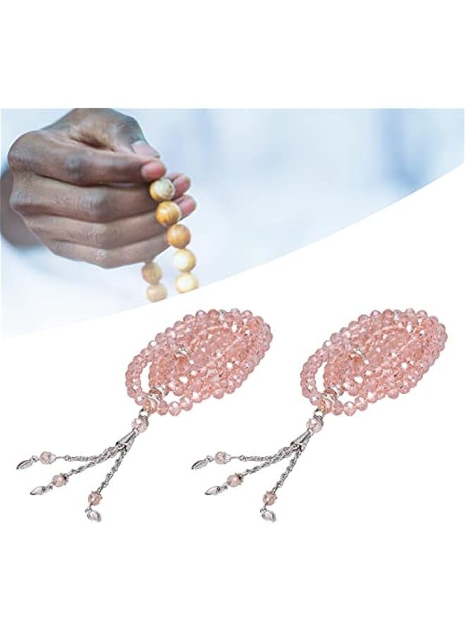 2Pcs Muslim Prayer Beads, 99 Beads Mihrab Separators Count Exquisite Design Tasbih Prayer Beads for Hand Bag, Tamarind Wood Tasbih Prayer Beads Islamic Prayer Beads() - Image 4