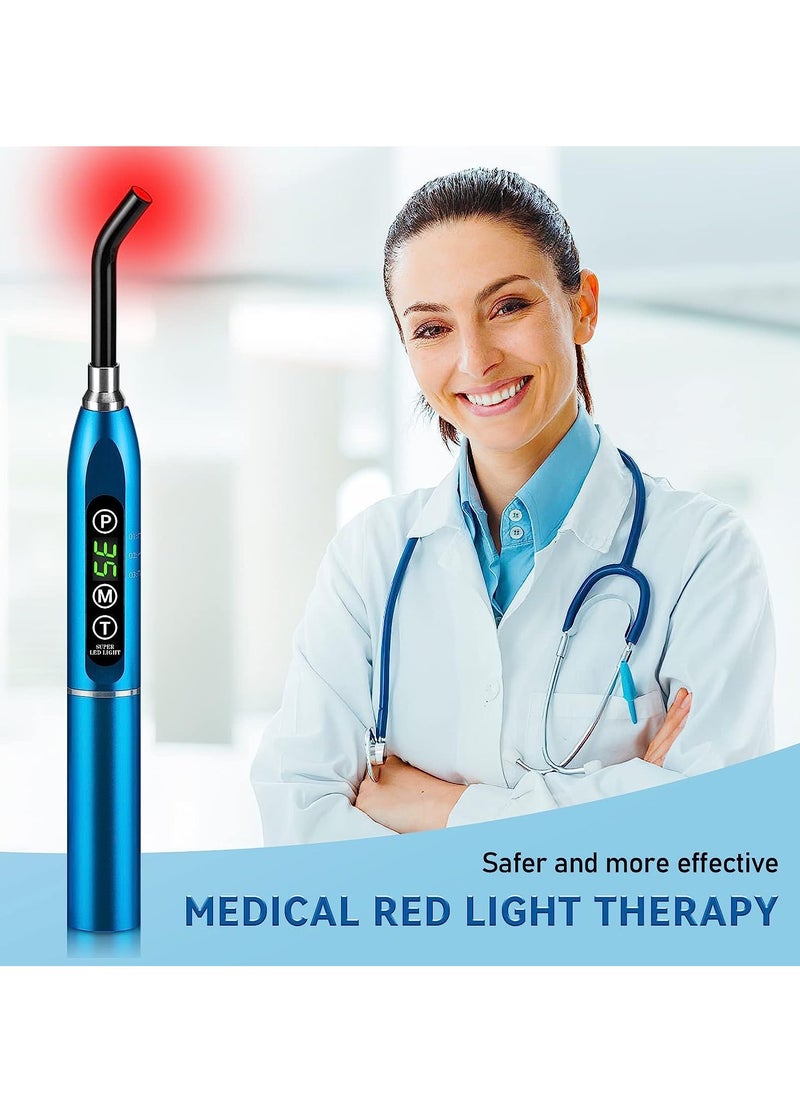 SYOSI - 2-in-1 Red & Infrared Light Device for Cold Sore Fever Blister, Pain Relief Lips, Mouth, Ear, Nose, Joint and Muscle, Portable Torch(Blue) - Image 1