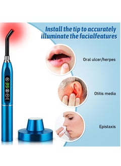 SYOSI 2-in-1 Red & Infrared Light Device for Cold Sore Fever Blister, Pain Relief Lips, Mouth, Ear, Nose, Joint and Muscle, Portable Torch(Blue)  - Image 3