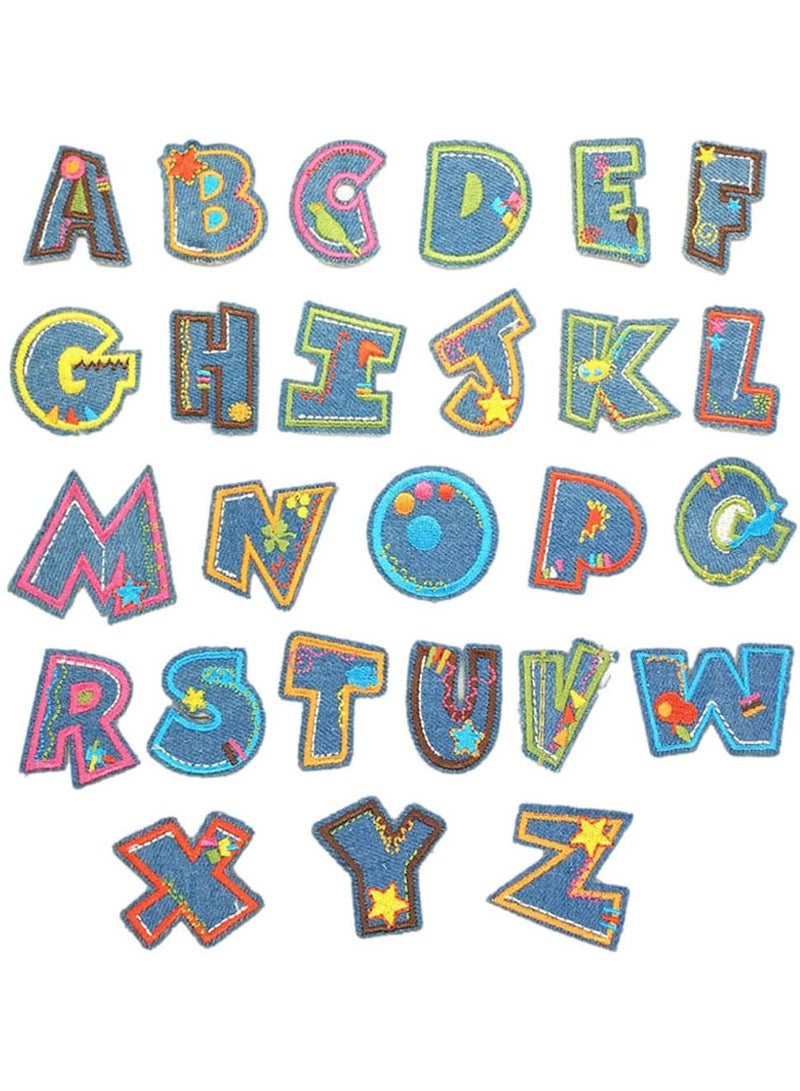 KASTWAVE 26 Pcs Embroidered Iron on Patches Colorful Letter Charms Applique Patch Decoration Suitable for Clothes Dress Jeans Pants Hats Backpacks Sewing Applique DIY Accessories - Image 1