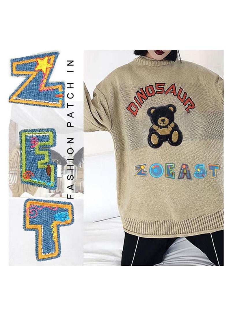 KASTWAVE 26 Pcs Embroidered Iron on Patches Colorful Letter Charms Applique Patch Decoration Suitable for Clothes Dress Jeans Pants Hats Backpacks Sewing Applique DIY Accessories - Image 4