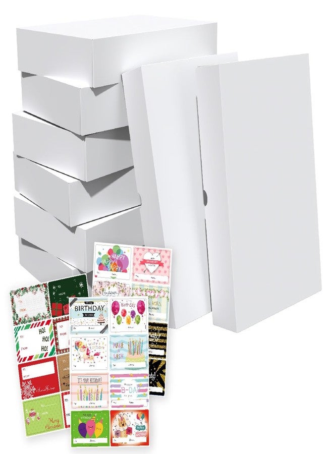 ANSSDO 12 Packs Extra Large Gift Box Bulk with All-Occasions Stickers, 17x13x4 Inch Premium White Gift Boxes with Lids for Presents, T-shirt, Robe, Sweater Cardboard Boxes for Christmas, Birthday - Cajas - Image 1