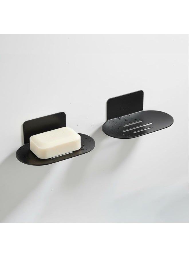 Soap Holders for Shower, Adhesive Soap Dishes for Shower Stainless Steel Black Bar Soap Holder for Shower No Drilled Soap Holder for Shower Wall, Bathroom, Kitchen Sink (Matte Black 2 Pcs) - Image 1