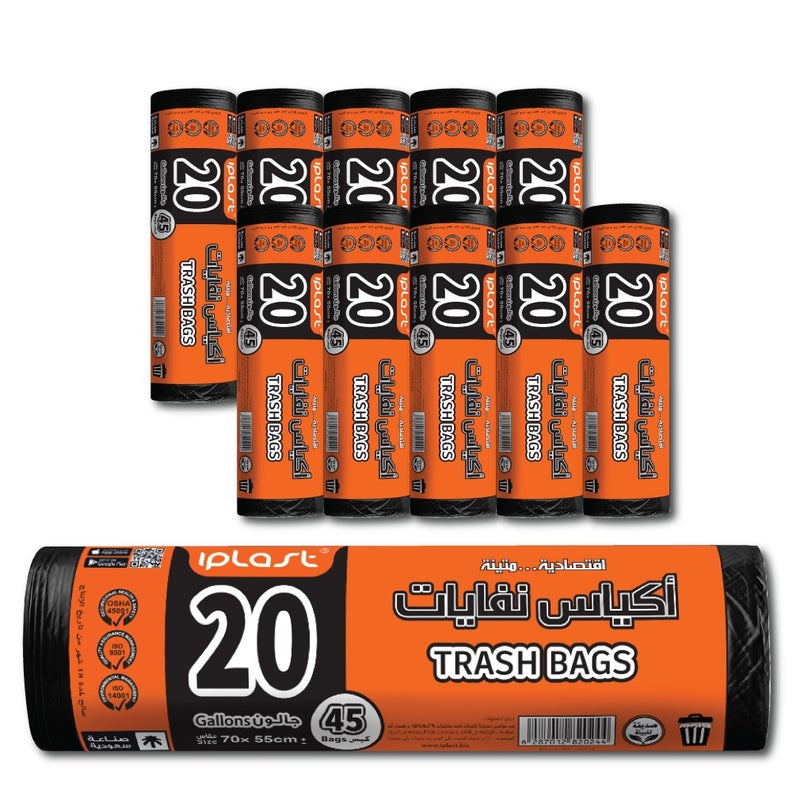 iPlast : 20 Gallon Roll : 45 Bags : Shewal of 10 Rolls - Image 1