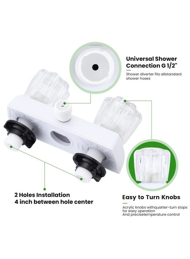 gcbcrit RV Shower Faucet with Hose and Head, RV Outdoor Shower Kits, RV Tub Faucet with Shower Diverter Outdoor Shower Kit Fits for RV/Campers,Travel Trailer,Motorhome (Shower Faucet Kit, White) - Image 4