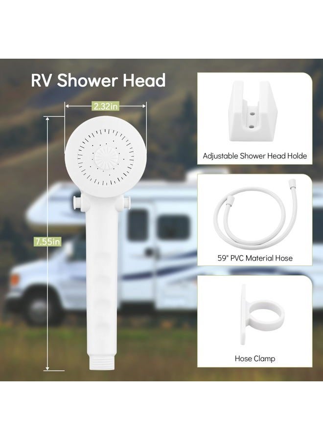 gcbcrit RV Shower Faucet with Hose and Head, RV Outdoor Shower Kits, RV Tub Faucet with Shower Diverter Outdoor Shower Kit Fits for RV/Campers,Travel Trailer,Motorhome (Shower Faucet Kit, White) - Image 2