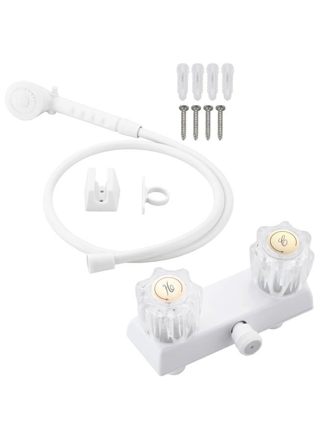 gcbcrit RV Shower Faucet with Hose and Head, RV Outdoor Shower Kits, RV Tub Faucet with Shower Diverter Outdoor Shower Kit Fits for RV/Campers,Travel Trailer,Motorhome (Shower Faucet Kit, White) - Image 1