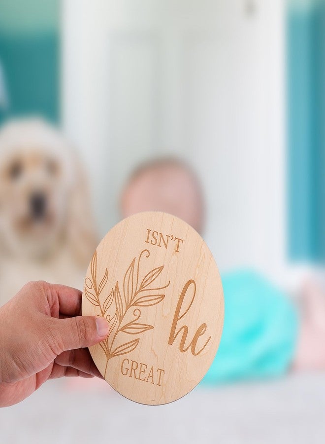 PEUTIER Double-Sided Gender Reveal Signs, 6 Inch Wooden Baby Announcement Sign Isn't She or He Round Photography Props Newborn Sign for Hospital Baby Shower Nursery Decoration New Parents Gift - Image 4
