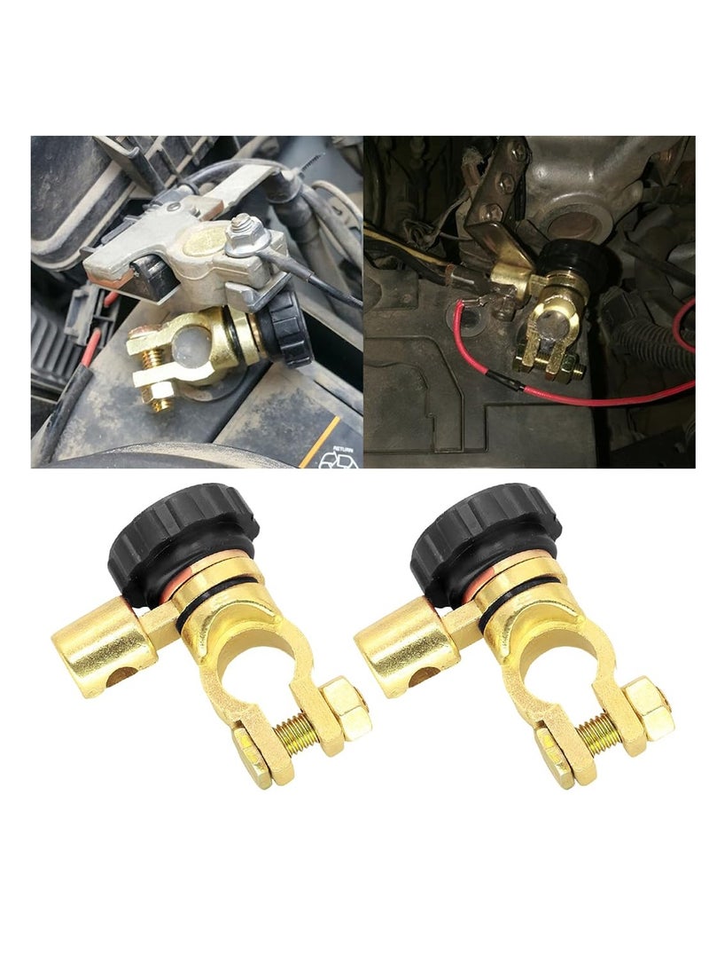 Battery Master Disconnect Cut Off Switch, 360 Degree Top Post Battery Kill Switch, 6V 12V 24V Negative Post Marine Boat Car RV Battery Saver, Car Battery Power Shut Off Isolator, Black, 2 Pcs - Image 1