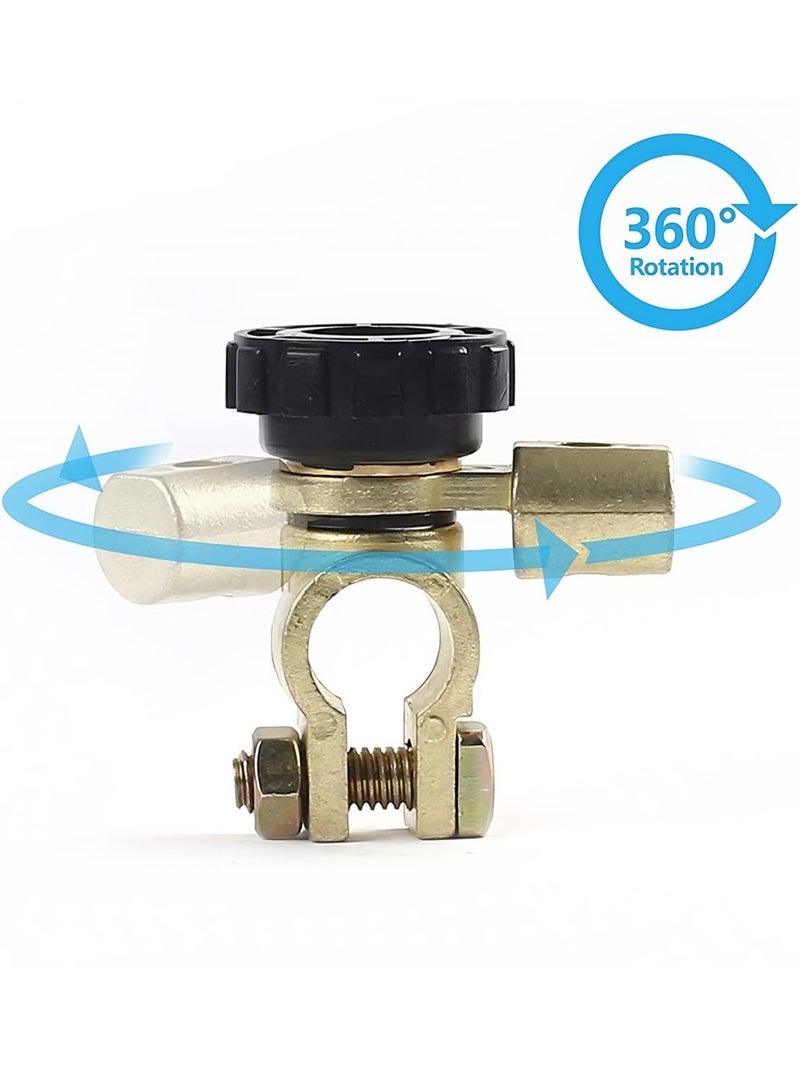 Battery Master Disconnect Cut Off Switch, 360 Degree Top Post Battery Kill Switch, 6V 12V 24V Negative Post Marine Boat Car RV Battery Saver, Car Battery Power Shut Off Isolator, Black, 2 Pcs - Image 4