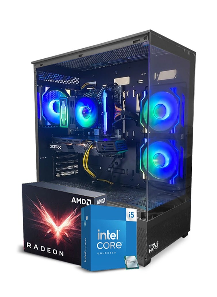 Truenort - Novaeon Gaming PC Intel Core i5-10400F/ H510 / RX580S/ 8GB RAM / 256GB SSD +1TB HDD/ TrueNort TN-19 270° Glass RGB Black Case/ Windows  11 Pro - Image 1
