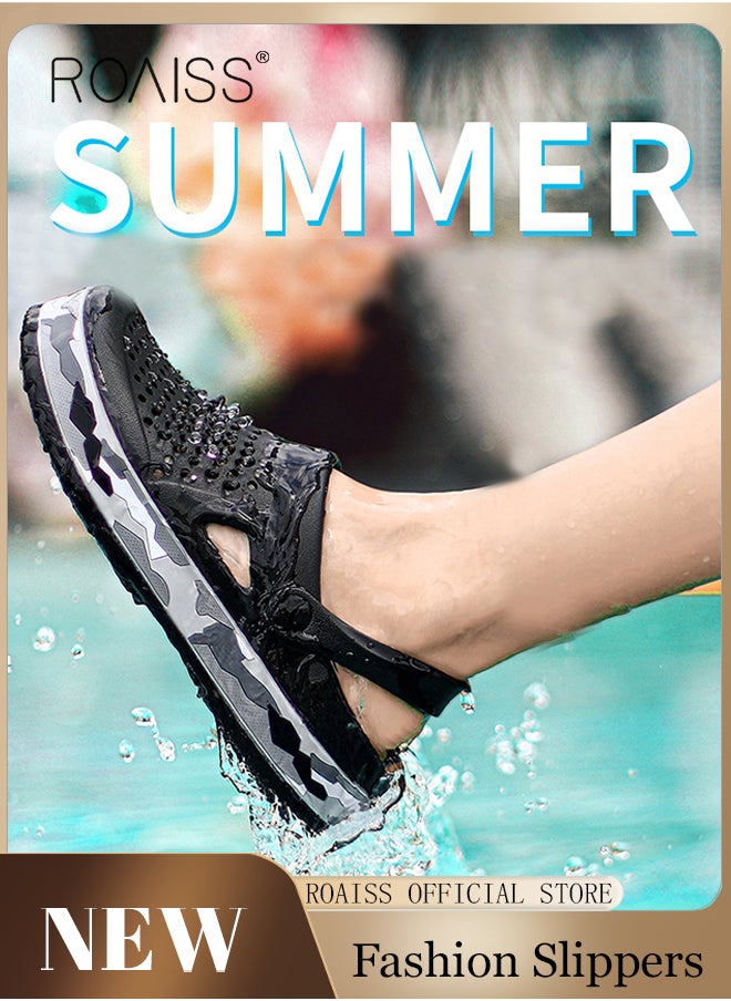 roaiss - Men Breathable Sandals Anti-Slip Water Shoes Outdoor Beach Shower Slippers Summer Sandals Men's Outdoor Clogged Shoes - Image 1