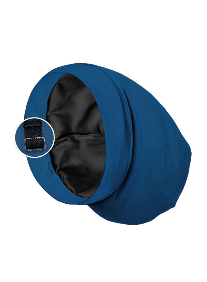 PARISBELLA Satin Lined Sleep Cap Bonnet for Curly Hair and Braids Stay On All Night Hair Wrap with Adjustable Strap for Women and Men Bijou Blue Pack of 1 - Image 3