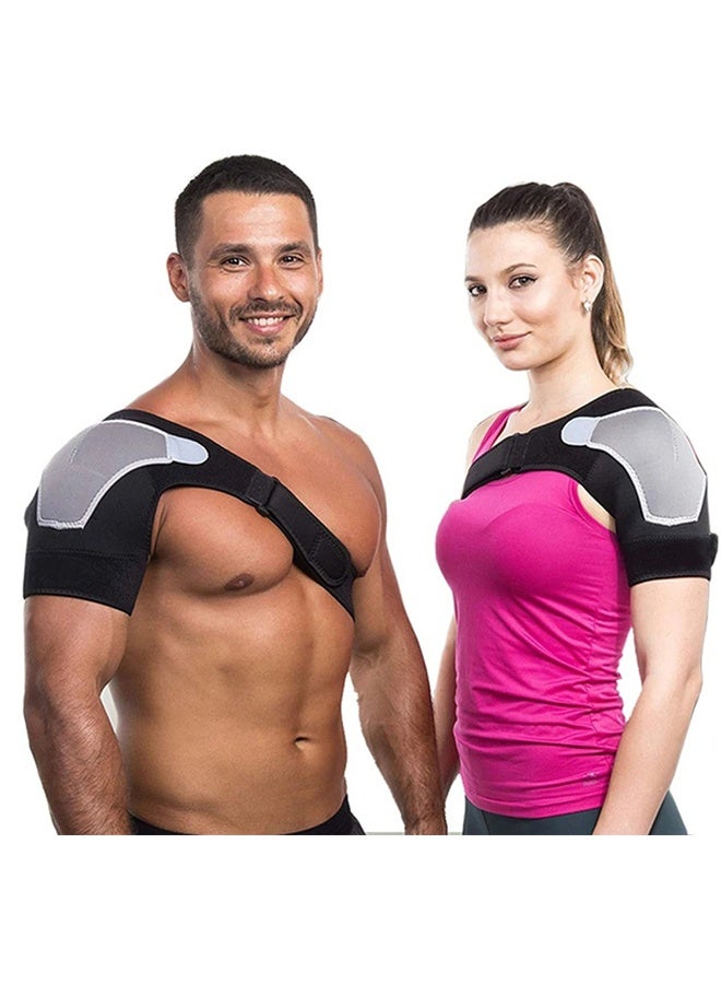 Adjustable Shoulder Support Brace for Left or Right Shoulder, Compression Strap for Rotator Cuff Injury, Tendonitis & Joint Pain Relief, Unisex Slim Fit Design - Image 2