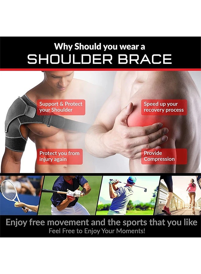 Adjustable Shoulder Support Brace for Left or Right Shoulder, Compression Strap for Rotator Cuff Injury, Tendonitis & Joint Pain Relief, Unisex Slim Fit Design - Image 4