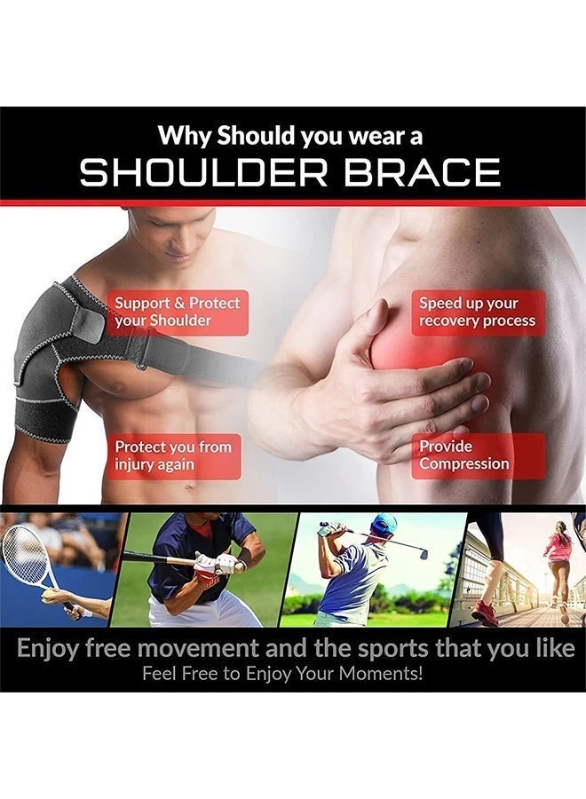 BELANO Adjustable Shoulder Support Brace for Left or Right Shoulder, Compression Strap for Rotator Cuff Injury, Tendonitis & Joint Pain Relief, Unisex Slim Fit Design - Image 3