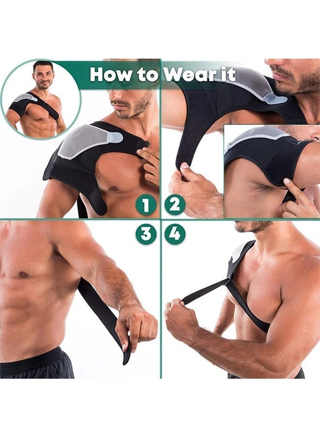 BELANO Adjustable Shoulder Support Brace for Left or Right Shoulder, Compression Strap for Rotator Cuff Injury, Tendonitis & Joint Pain Relief, Unisex Slim Fit Design - Image 4