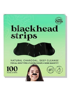 LivaClean Ivaclean (100 Strips) Charcoal Blackhead Remover Pore Strips For Face Nose Pores Blackheads Removal Blackhead Removers Blackhead Remover Strip Black Head Nose Strips Black Head Remover  - Image 1