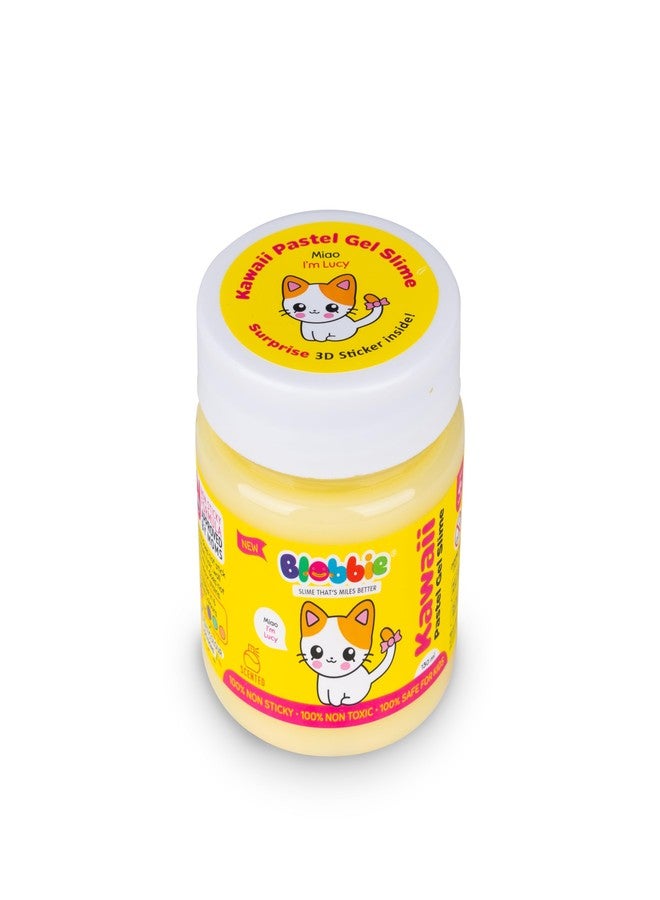 Blobbie® Kawaii Pastel Gel Slime Set of 3 for Boys |Free 3D Kawaii Character Stickers | Aqua Blue Yellow | Scented | 130 ml x 3 = 390 ml |100% Non-Sticky | 100% Safe & Non-Toxic | for Age 4+ Years - Image 2