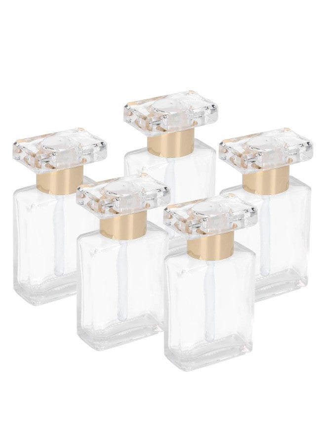 klarako Refillable Perfume Bottle, 5Pack 17ml Transparent Glass Spray Bottles, Clear Empty Cologne Atomizer for Perfume Essential oil, Portable Fragrance dispenser Containers for Travel and Date (Gold) - Image 1